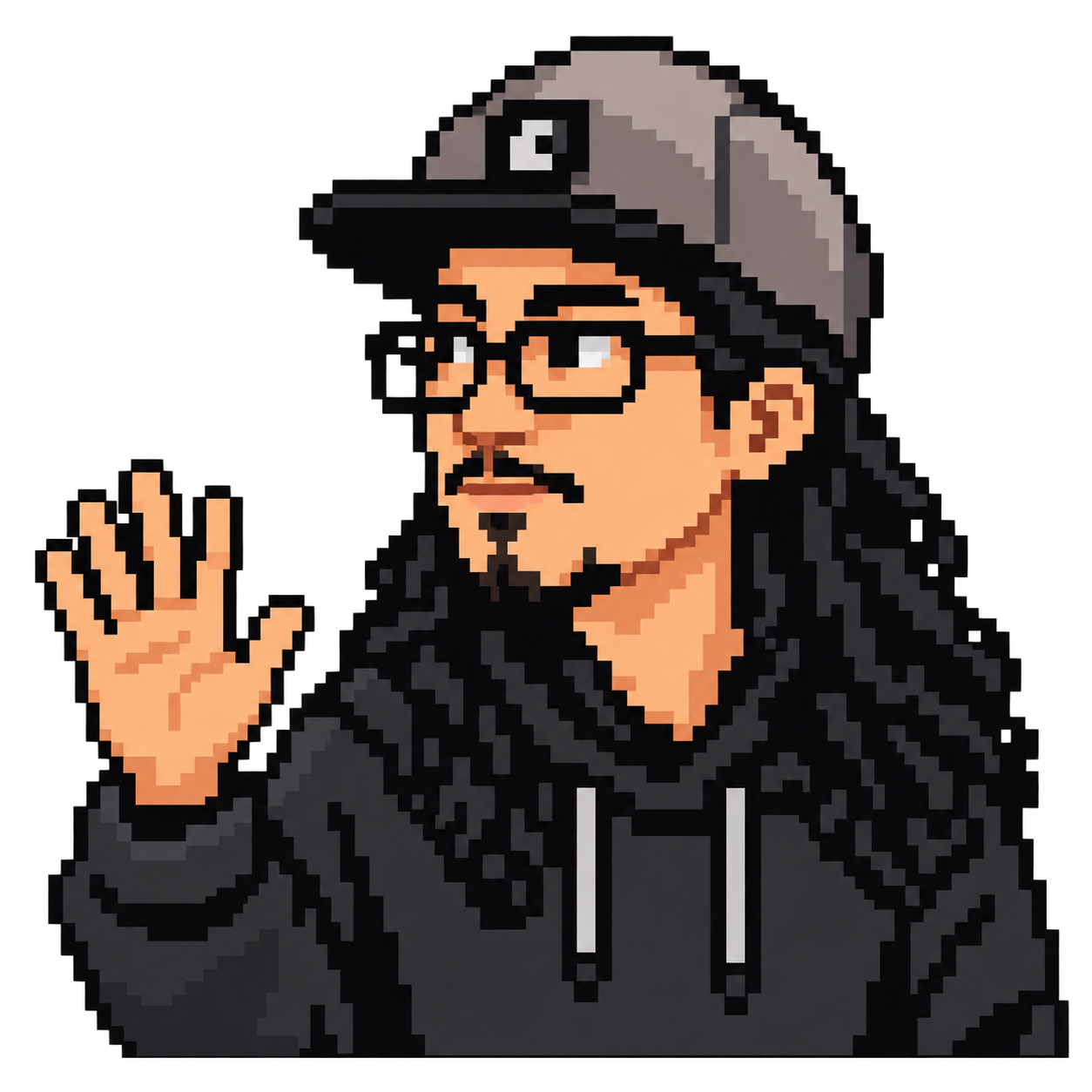 Pixel version of That Software Dude waving hello