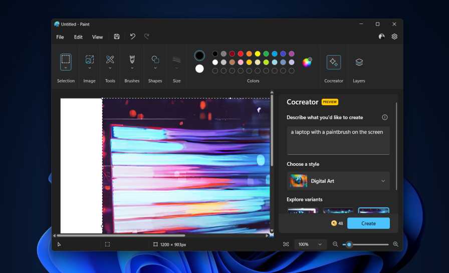 Microsoft Paint adds new A.I. Cocreator to the mix