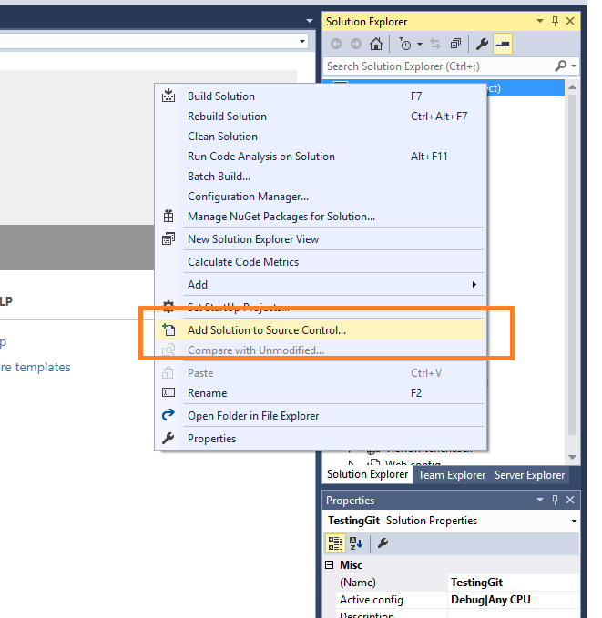 Setting Up Git Remotely In Visual Studio